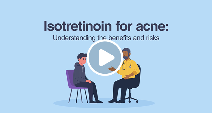 Isotretinoin acne treatment video play button
